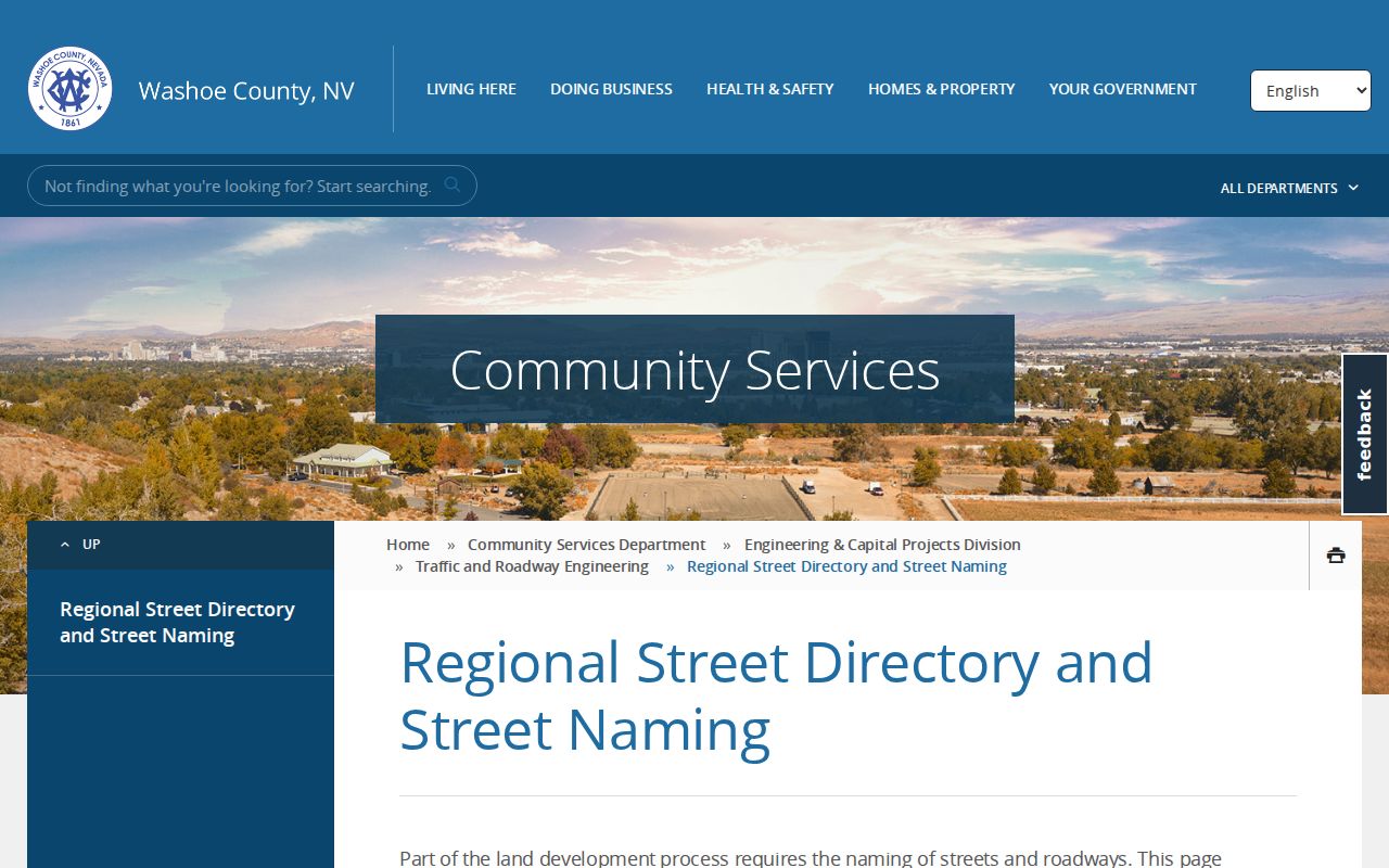 Sparks street directory regional street naming and address reference