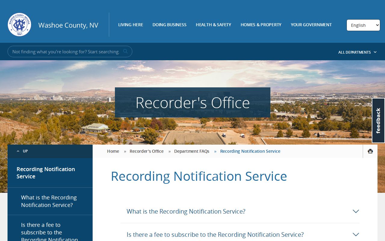 Sparks previous residents Washoe property recording fraud alert service