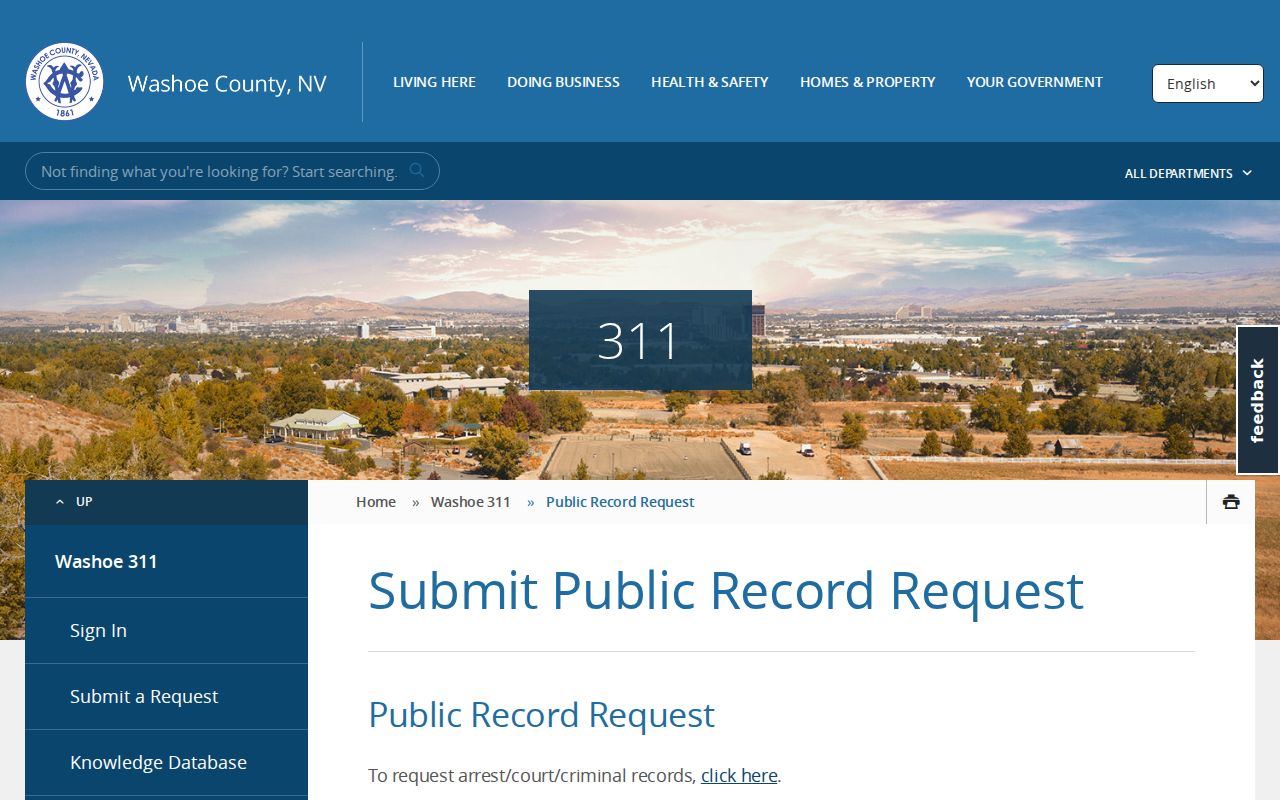 Sparks resident lookup fallback through the Washoe County public-record request form