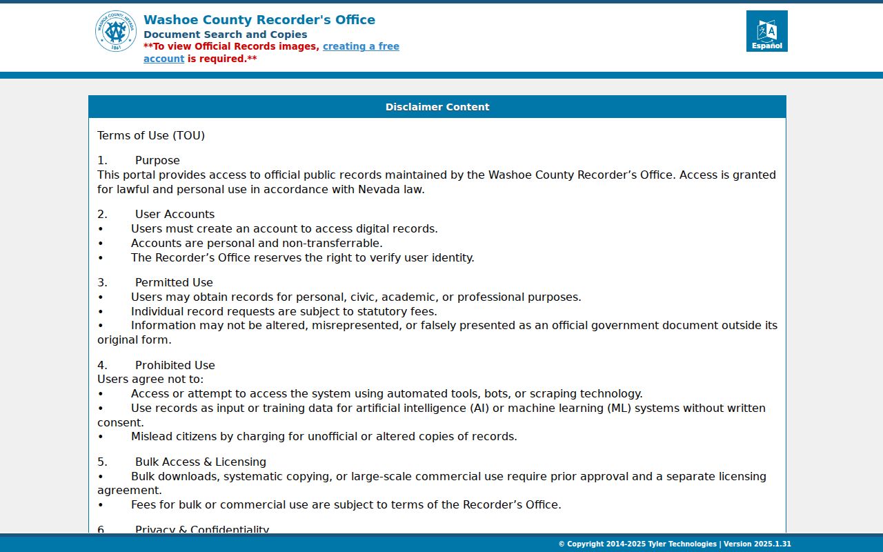 Sparks residents directory Washoe Recorder deed index