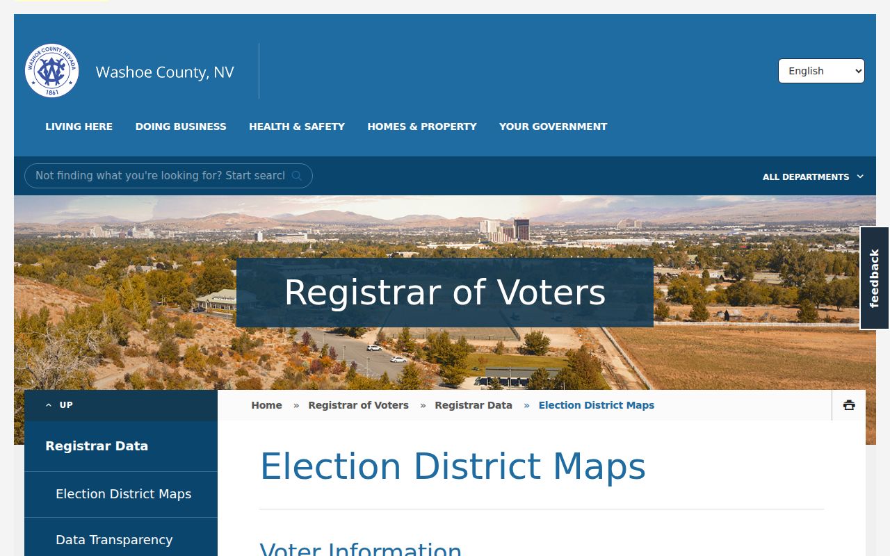 Sparks resident lookup using the Washoe voter address and district form